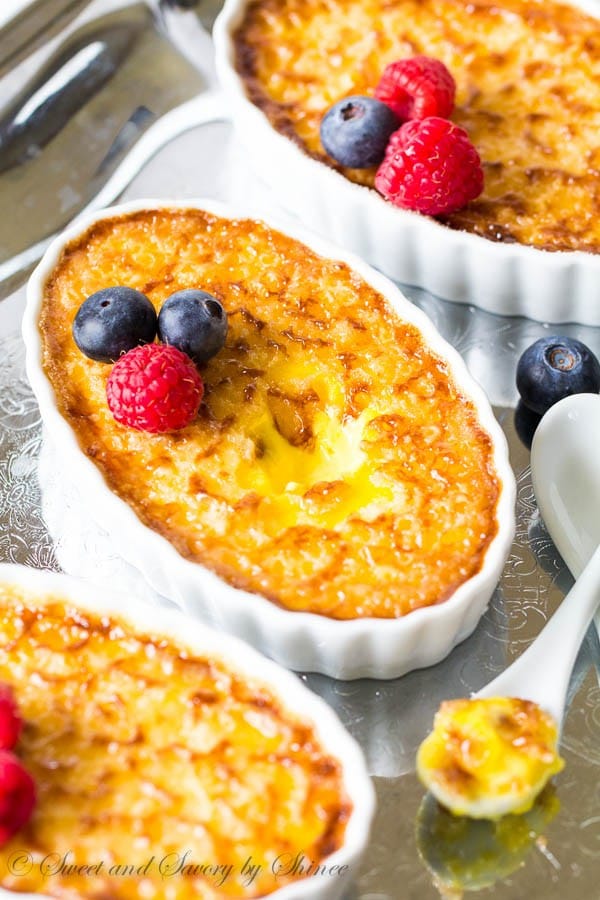 This creamy rich classic creme brûlée is easy to make, yet exquisite dessert to serve at a party. Bonus, you can make it ahead and you don't need a torch!