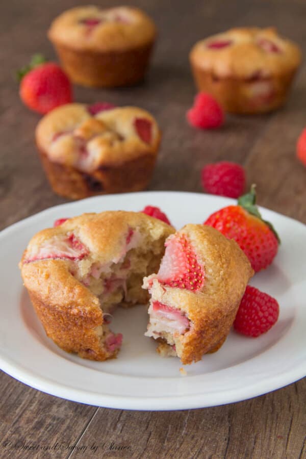 Bursting with juicy fresh berry flavor, these semi-skinny muffins will be one of your favorites right away.