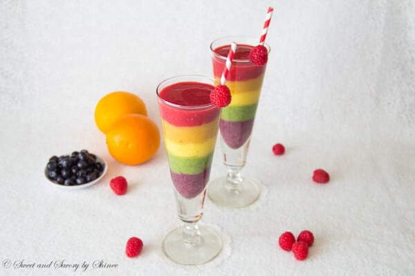 This colorful rainbow smoothie is not only fun to look at, it's also absolutely delicious and fun to drink!