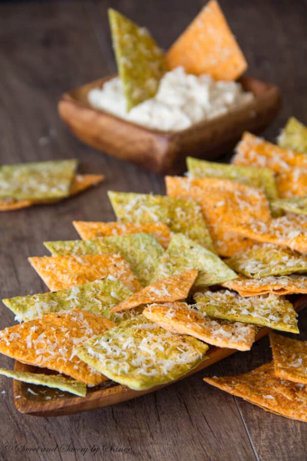 Homemade Spiced Tortilla Chips- Crispy, slightly spicy these chips are so addicting. www.sweetandsavorybyshinee.com