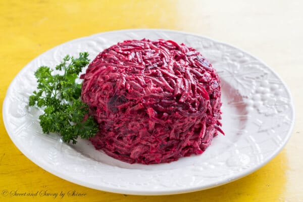 Creamy beet salad is absolutely delicious and a great alternative to a regular beet salad. Cooked al dente, the roasted beets bring nice texture and flavor!