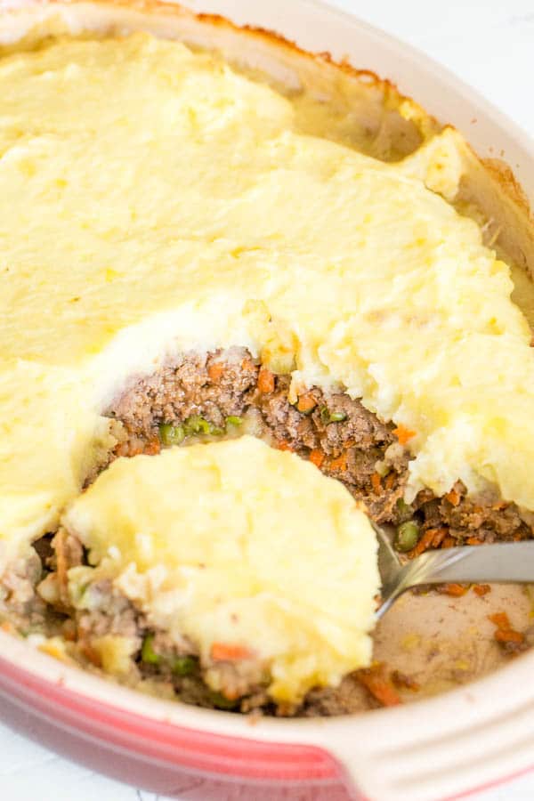 This easy shepherd's pie will hit the spot just right when you're craving stick to your ribs comfort food! Unlike most recipes, you don’t need to pre-cook meat filling. Super easy!