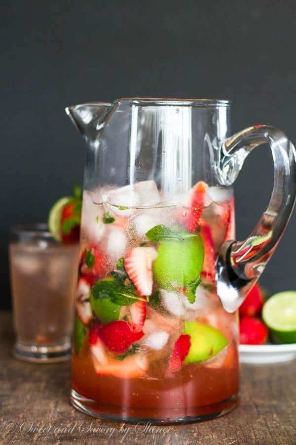 Super easy pitcher of strawberry mojito is perfect for any cocktail party. Refreshing, fun and irresistibly tasty!
