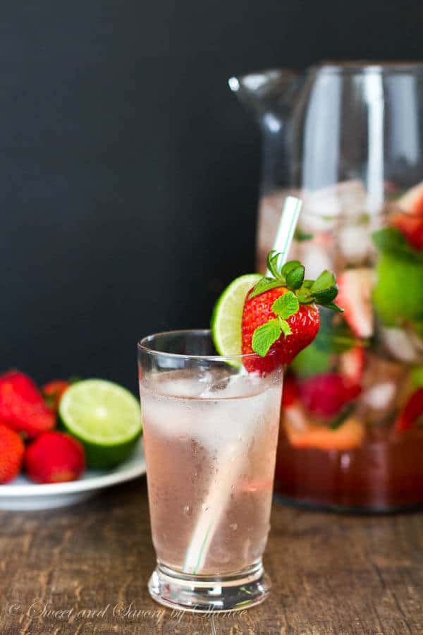 Super easy pitcher of strawberry mojito is perfect for any cocktail party. Refreshing, fun and irresistibly tasty!