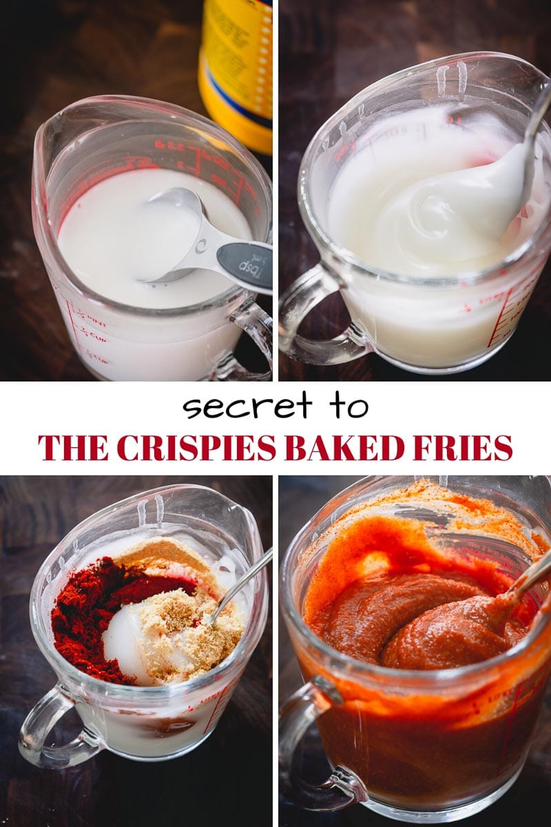 Craving crispy fries, but don't want to deal with deep frying? Well, this secret mixture will ensure the CRISPIEST baked fries!!! #bakedfries #cookingtip