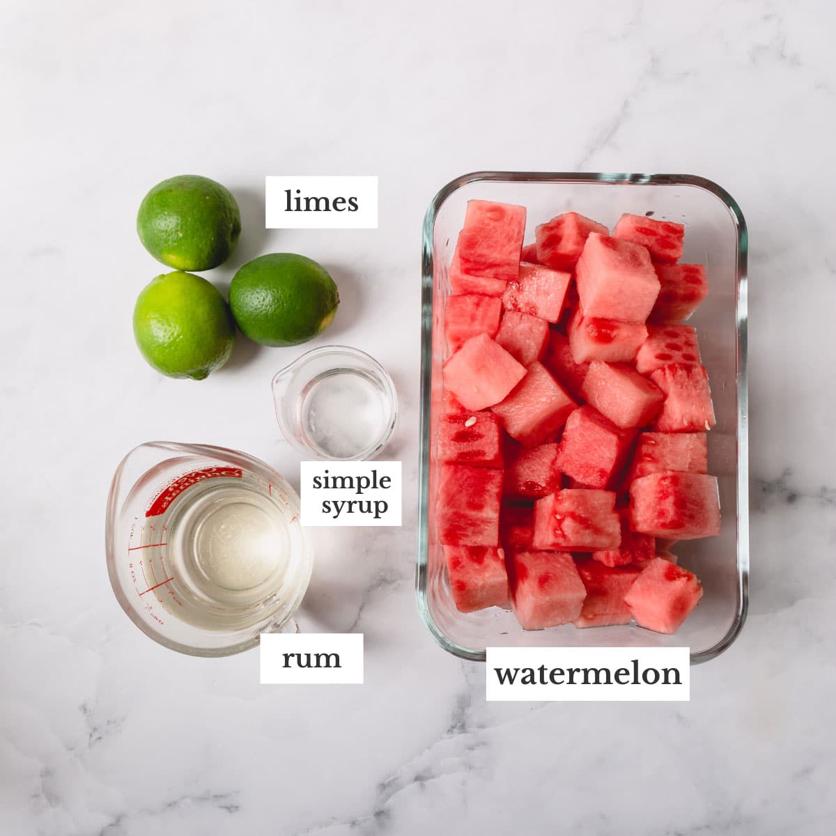 Watermelon daiquiri ingredients.