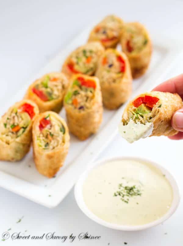 Crispy crunchy chicken avocado egg rolls are the BEST as a lunch, as a snack, as an appetizer, any time any where!