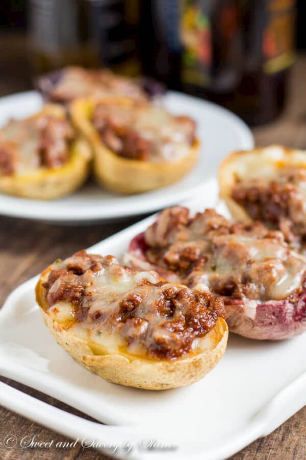 Extra crispy potato skins loaded with sloppy joes and melted cheese. Two all-American classics in one appetizer!