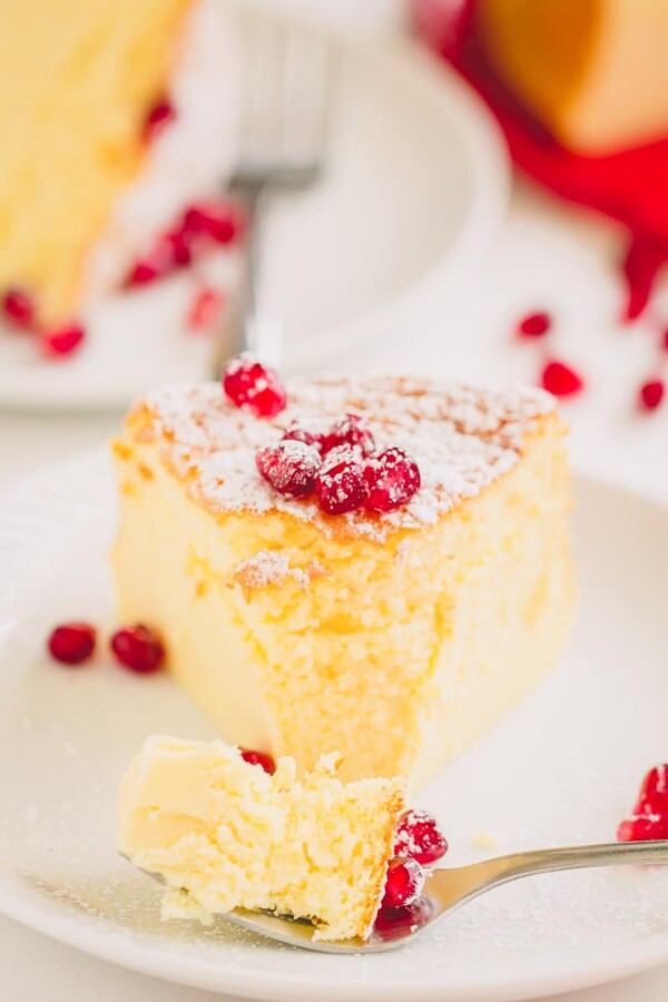 Souffle cheesecake on a white plate