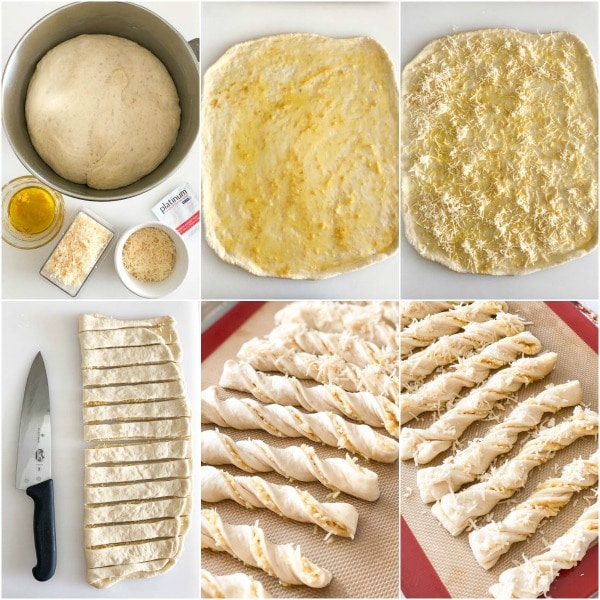 Step by step photos for easy roasted garlic breadsticks. #garlicbreadsticks
