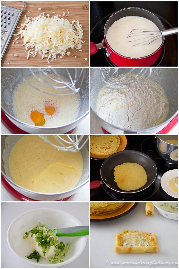 Savory Cheese Crepes - Step by step photo recipe