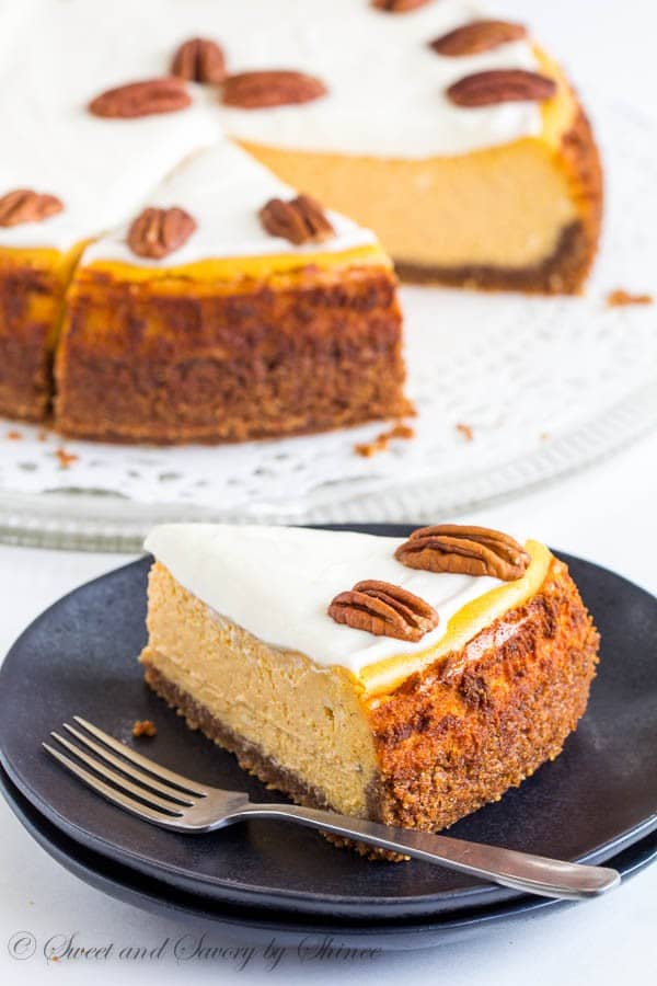 Scrumptiously creamy and rich, this carrot cheesecake is baked on nutty crust and frosted with tangy sweet frosting. You need this cheesecake in your life.