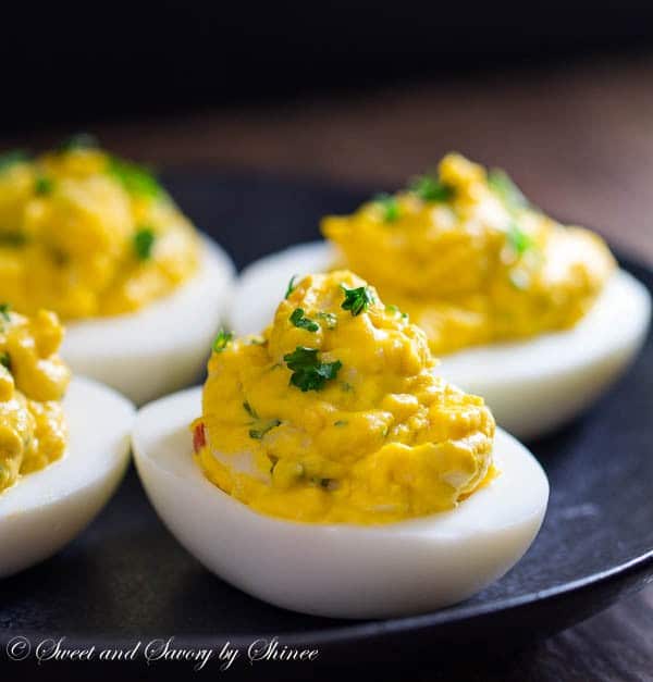 These creamy, rich lobster deviled eggs are loaded with tender lobster meat and flavored with rich homemade lobster broth. Flavor bomb!