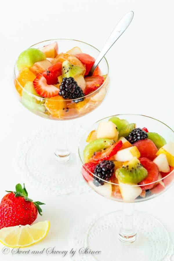 Boozy, fruity and refreshing, this fruit salad is dressed with honey/merlot syrup! Unbelievable flavor combination in one big fruity bowl!