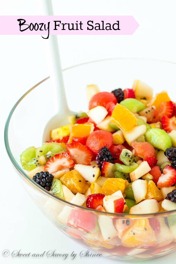 Boozy, fruity and refreshing, this fruit salad is dressed with honey/merlot syrup! Unbelievable flavor combination in one big fruity bowl!