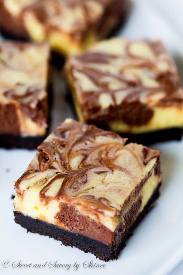 Creamy and rich, these triple chocolate cheesecake bars are such an eye-candy and are bound to satisfy your sweet tooth! 