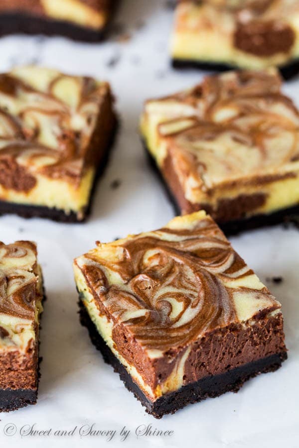 Creamy and rich, these triple chocolate cheesecake bars are such an eye-candy and are bound to satisfy your sweet tooth! 
