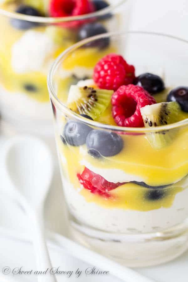 Simple yet sophisticated, this lemon Chantilly parfait is a great dessert to impress your dinner guests. Layers of fluffy Chantilly creme laced with tangy lemon curd and fresh fruits. You'll taste summer in every bite!