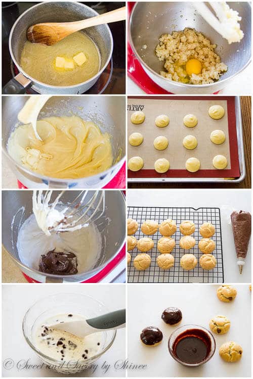 Double chocolate creme puffs- step by step photo tutorial