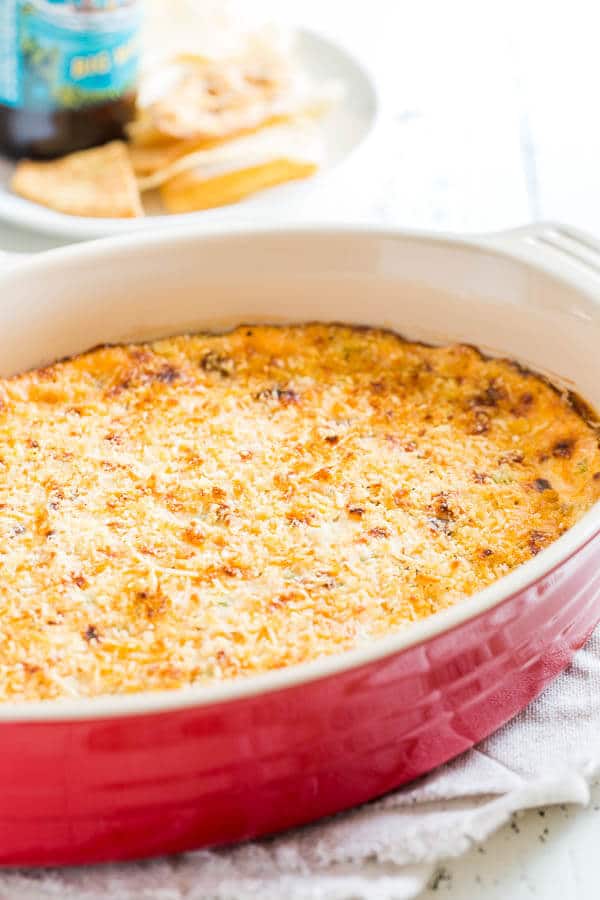 A time-tested crowd-pleaser! This jalapeno popper dip is rich, creamy, and mildly spicy. 