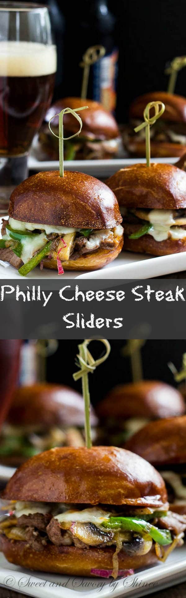 Messy little Philly cheese steak sliders are irresistibly cheesy and flavorful, perfect for your game day menu!