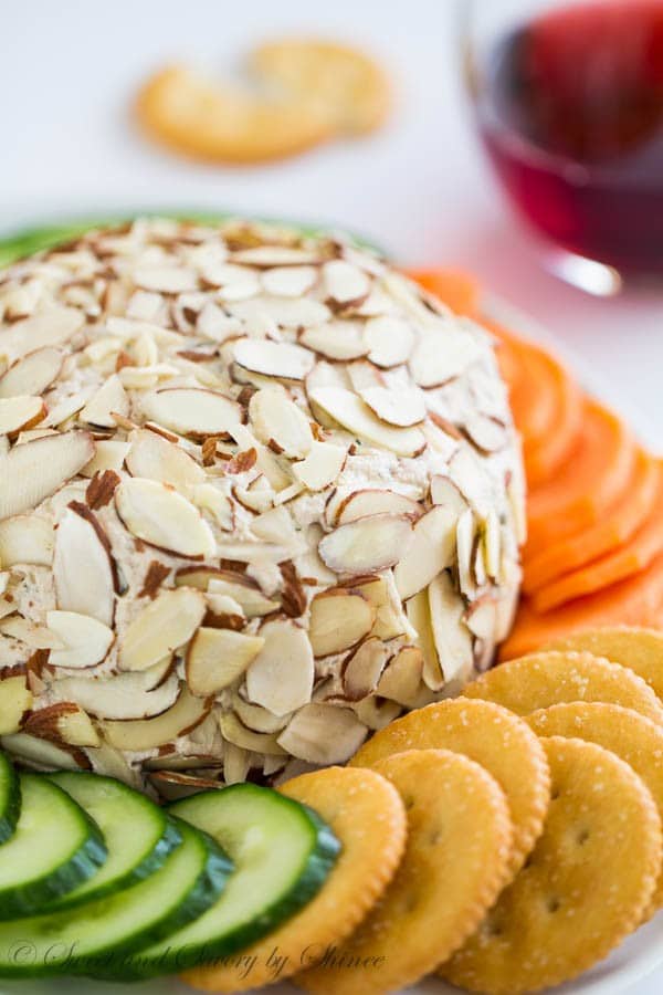 Ton of flavors and texture in this easy-to-make salmon cheese ball. Learn how I easily shape this into a ball and roll it in the almonds. (I know, it can be tricky!)