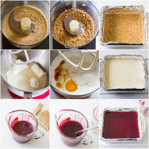 Cheesecake Bars with Wine Gelée- step by step photo tutorial