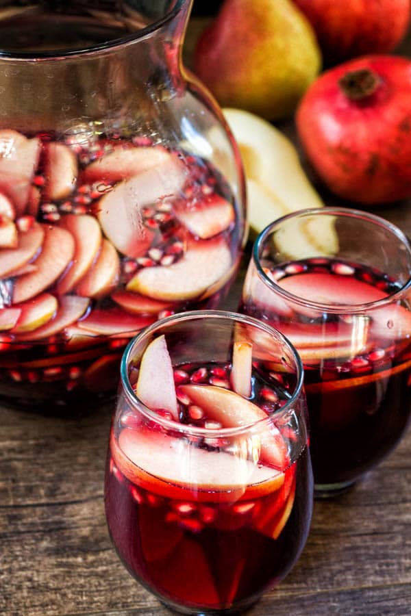 My fall sangria, filled with apples, pears and pomegranates, is absolutely delicious drink you can enjoy this wonderful autumn weekend!