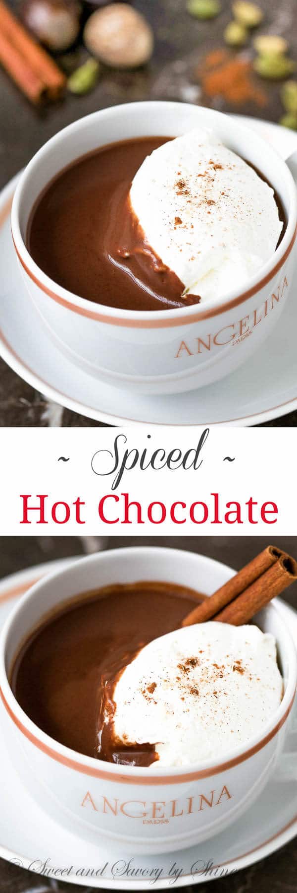 Made with unsweetened almond milk and dark chocolate, spiced with warm aromatics, like cinnamon, nutmeg and cardamom, this lighter hot chocolate is ideal for treating yourself frequently all winter long.