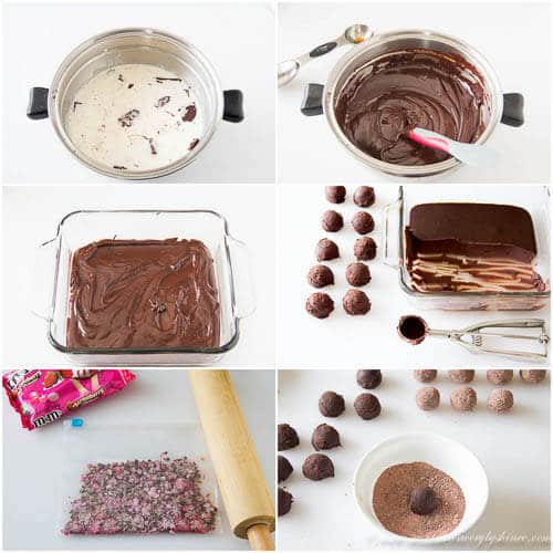 Strawberry Chocolate Truffles- step by step photo recipe