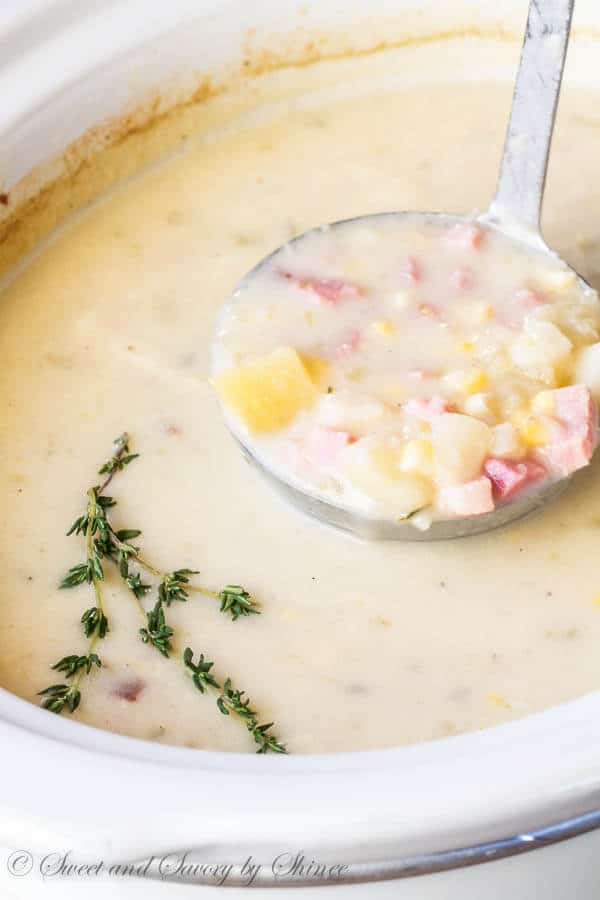 Hearty creamy bowl of comfort! Slow cooker + simple ingredients = effortless dinner with minimal hands-on time!