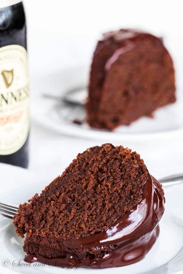 Stout in the cake and stout in the ganache! This double stout chocolate bundt cake is studded with slivered dark chocolate for even more intense flavor. Every chocoholic's heaven!