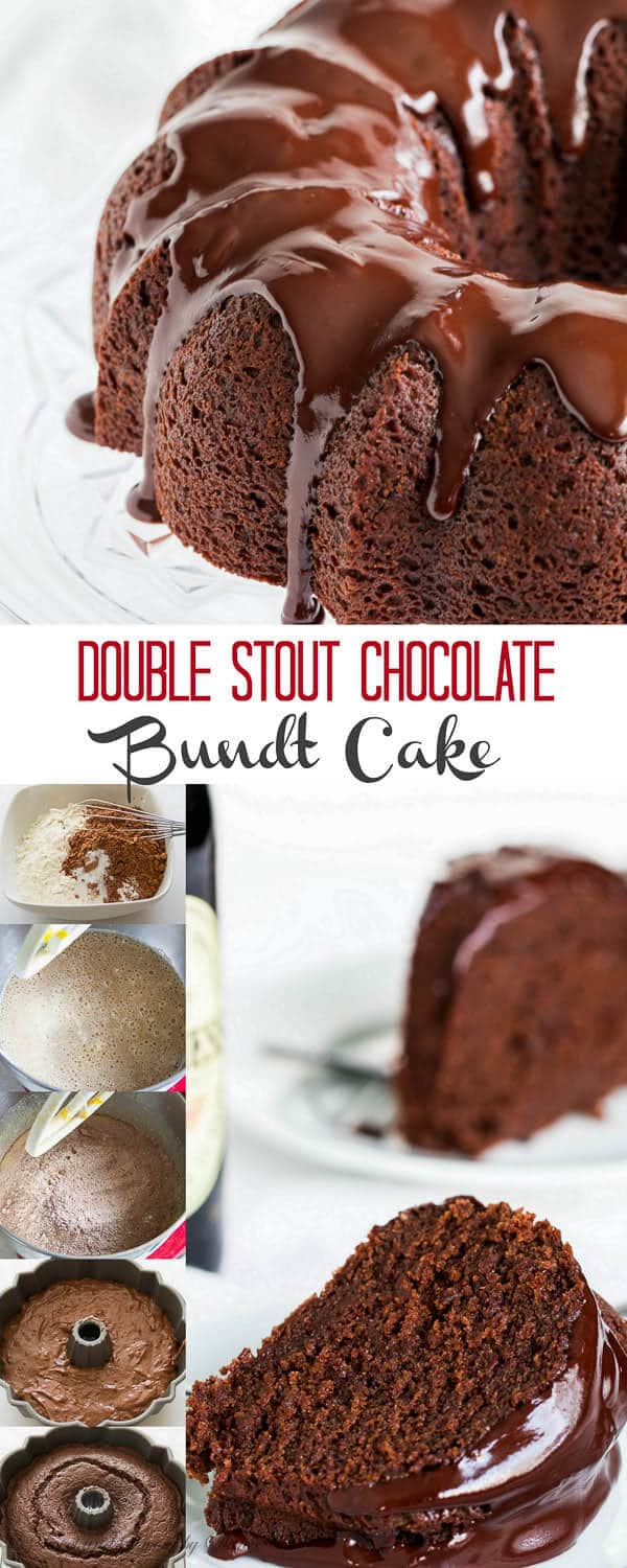 Stout in the cake and stout in the ganache! This double stout chocolate bundt cake is studded with slivered dark chocolate for even more intense flavor. Every chocoholic's heaven!