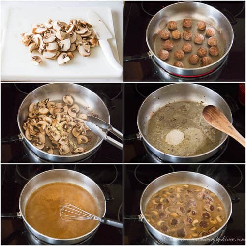 Meatballs in mushroom gravy- step by step instruction