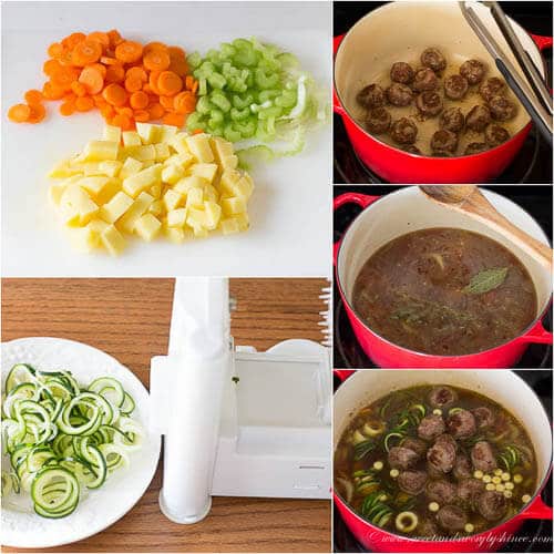 Vegetable meatball soup, step by step