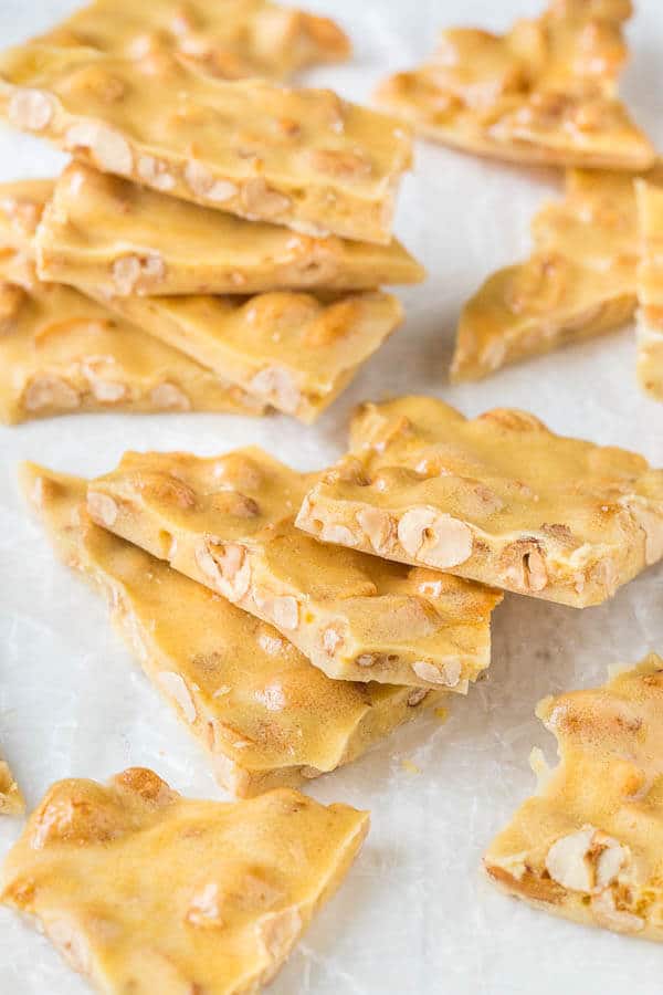 No candy thermometer is required for this no hassle microwave peanut brittle candy recipe. And it takes only 10 minutes of hands-on time. It can't get easier than this!