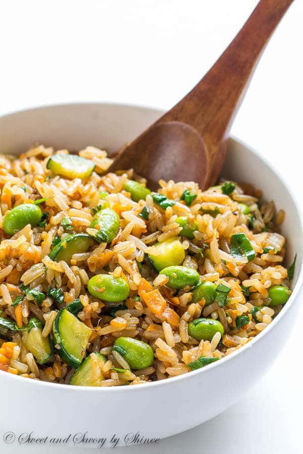 This simple, yet flavorful veg fried rice recipe is perfect side for any protein. Lots of veggies, lots of flavor and lots of texture going on here!