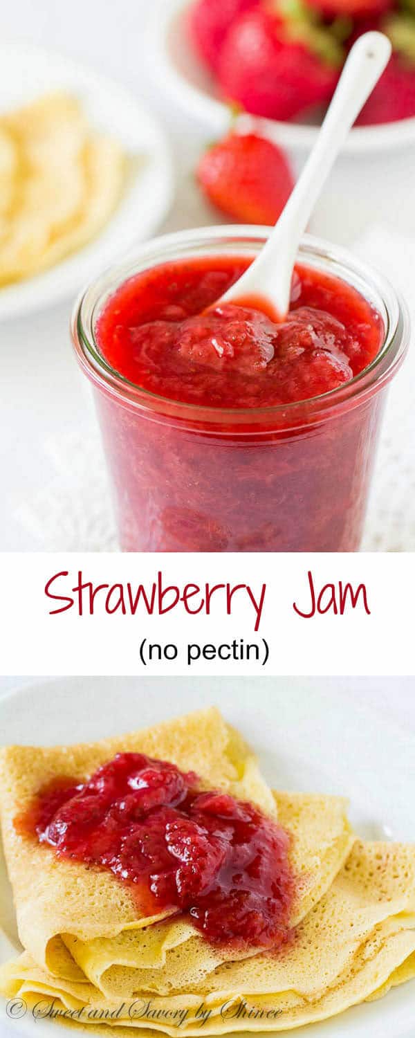 As strawberries are naturally rich in pectin, there's no need for additional pectin. This easy no pectin strawberry jam is super easy to make. Step by step photos and lots of tips are included!