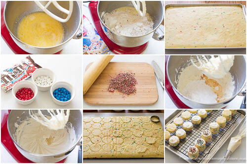Funfetti mini layer cakes - step by step
