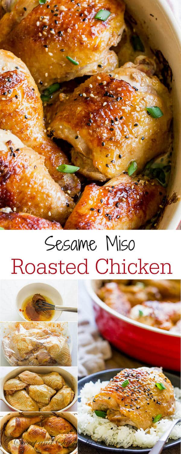 Juicy, tender and irresistibly flavorful sesame miso chicken is roasted to golden crispy perfection. Easy and delicious dinner with less than 10 minutes of hands-on time.