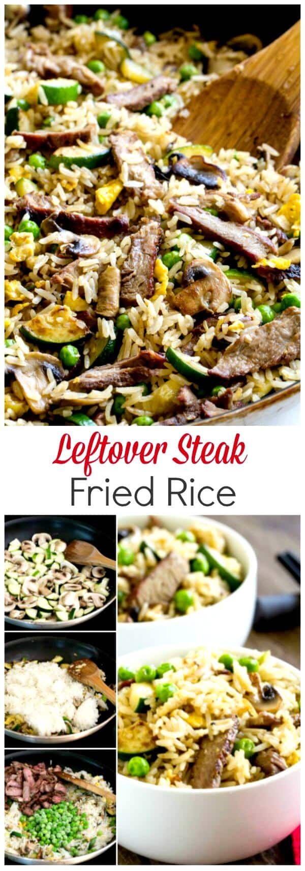 This steak fried rice is a delicious way to use leftover steak and rice for a new and exciting meal. Leftovers never tasted this good!