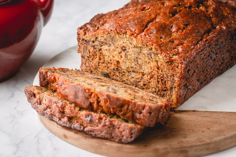 Nothing beats a thick slice of banana bread with coffee in the morning. And this banana bread recipe is the best! #bananabread