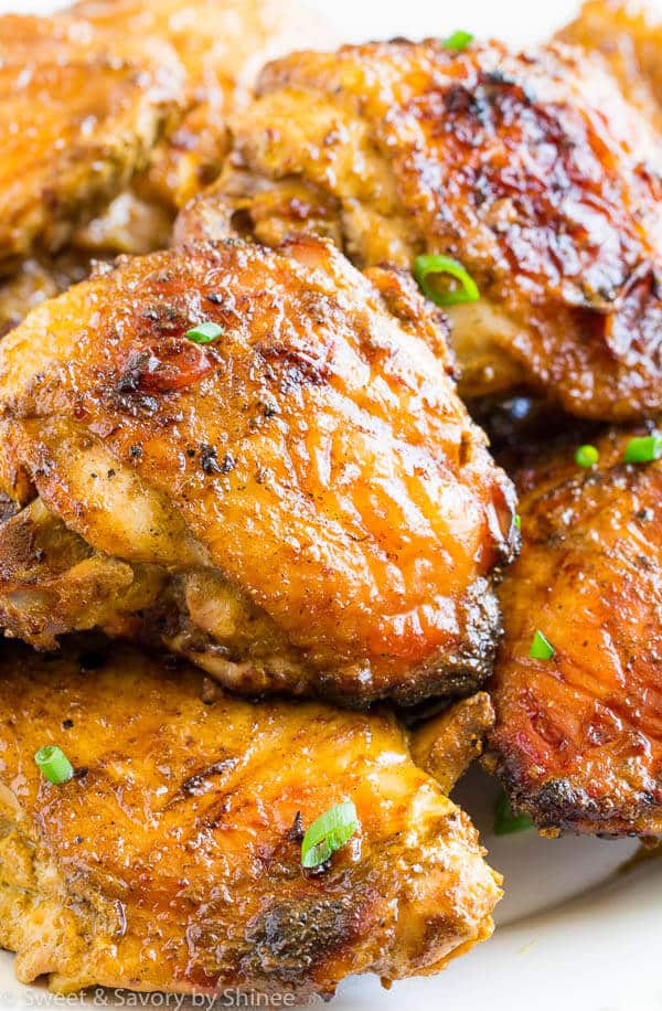 These grilled curry chicken thighs are juicy and flavorful. It requires minimal hands-on time and only 4 ingredients!