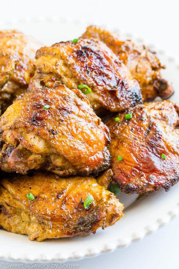 These grilled curry chicken thighs are juicy and flavorful. It requires minimal hands-on time and only 4 ingredients!