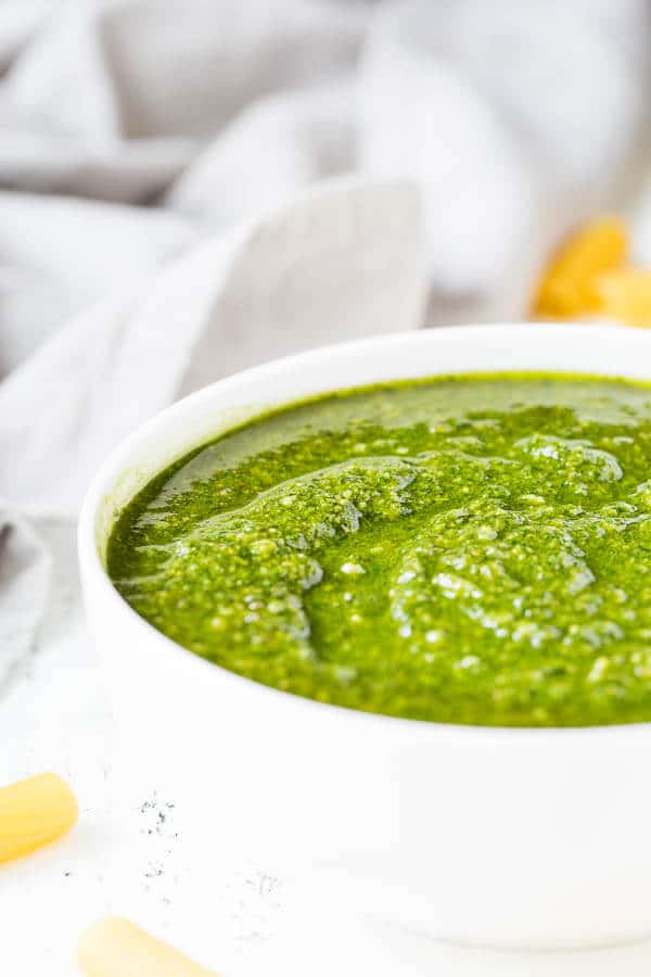 Stock your freezer with big batch basil pesto from scratch. This classic pesto recipe requires only 6 ingredients, but will be enough for more than 8 meals!