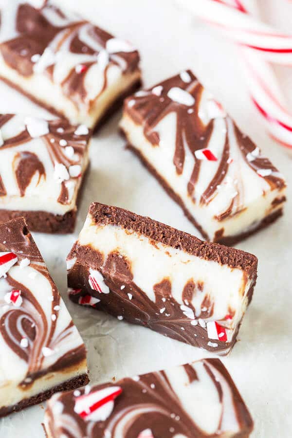 Double chocolate peppermint fudge - one of the best seasonal treats ever! These festive fudge bites are decadent and meant to be shared.