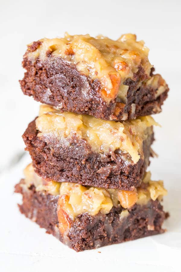 When you crave german chocolate cake, but don’t have time to make one, this easy german chocolate brownies come to the rescue. You'll be devouring this fudgy goodness in less than an hour!