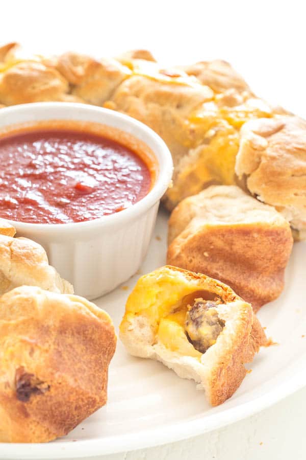 Seriously addicting meatball stuffed monkey bread - super easy finger food for a crowd. 