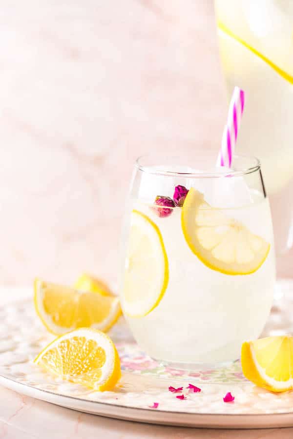 Refreshingly floral, this rose lemonade is so easy to make and perfect pitcher drink for all your outdoor activities this summer.