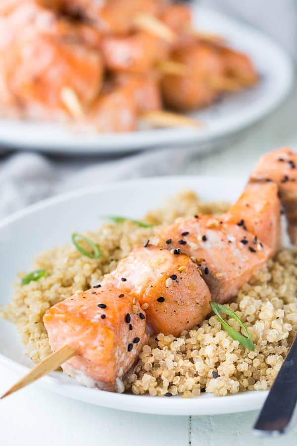 Tender juicy salmon bites infused with sweet and nutty flavors. A fun n' quick dinner made easy!
